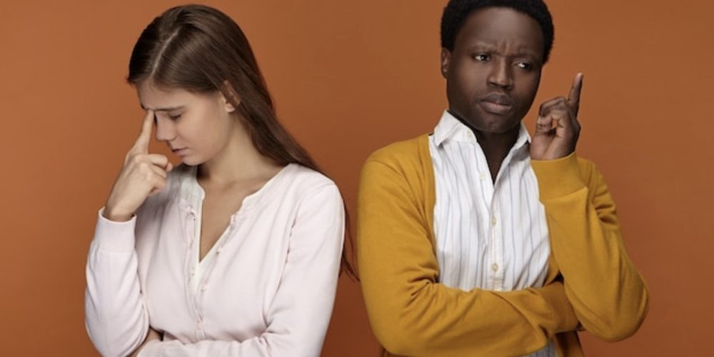 Two people misreading each other in a tense moment